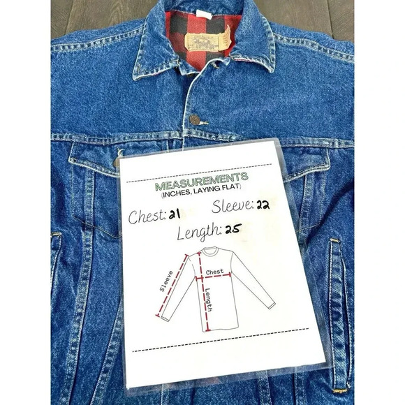 Vintage Plain Pockets Jean Jacket Men's Size Medium Denim Plaid Made in Mexico - Picture 5 of 11